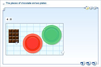 The pieces of chocolate on two plates