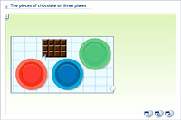 The pieces of chocolate on three plates