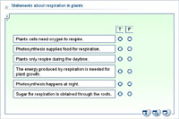 Statements about respiration in plants
