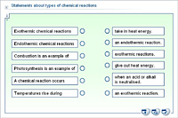 Statements about types of chemical reactions